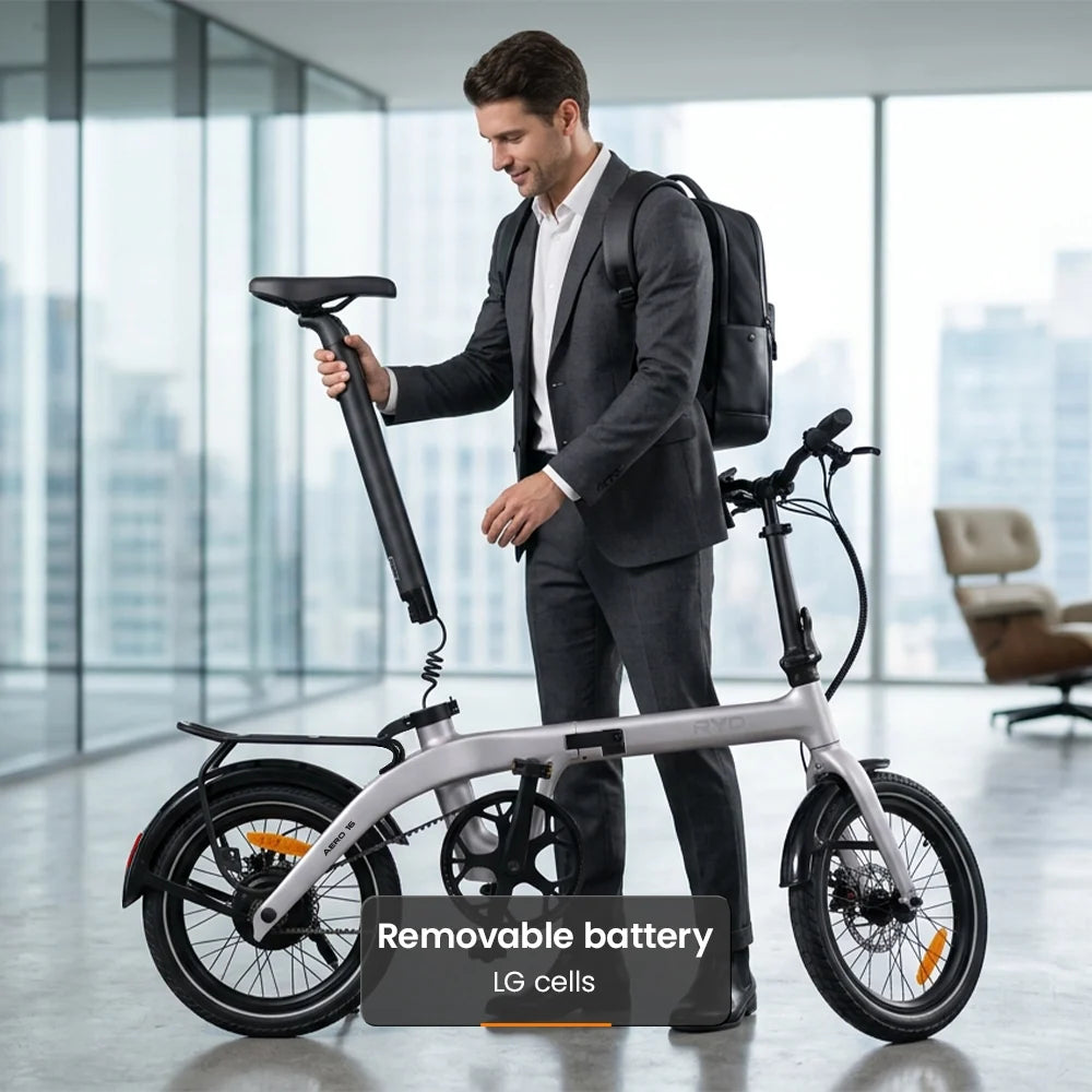 RYD Aero 16 Carbon Folding Electric Bike – Silver – product image 8